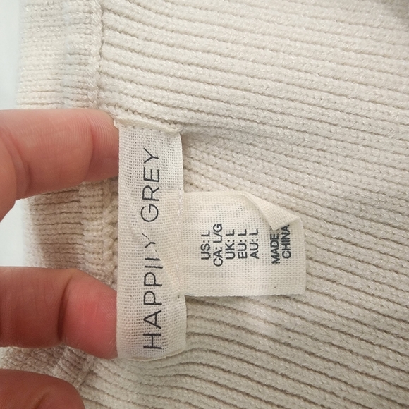 [ HAPPILY GREY] New w/ tags! CUTEST  cream/ navy striped COLLARED v-necK SWEATER - Picture 14 of 16